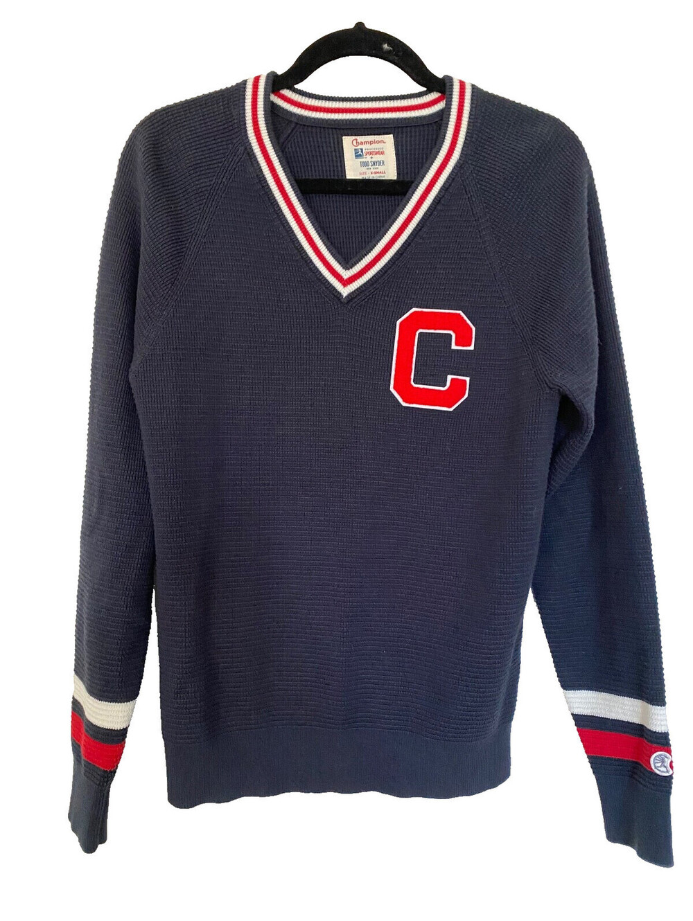 Champion x Todd Snyder Running Man Knit Thermal Varsity Cricket Sweater Patch XS
